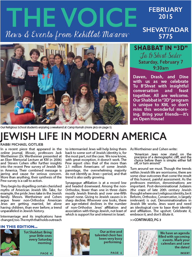 Kehillat Ma'arav Newsletter February 2015
